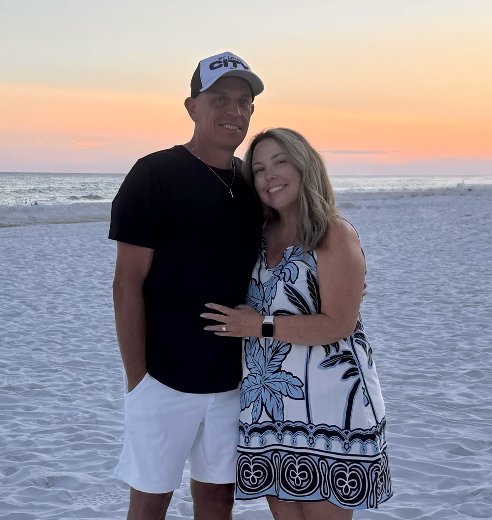 Steve and Ashley on the beach at sunset