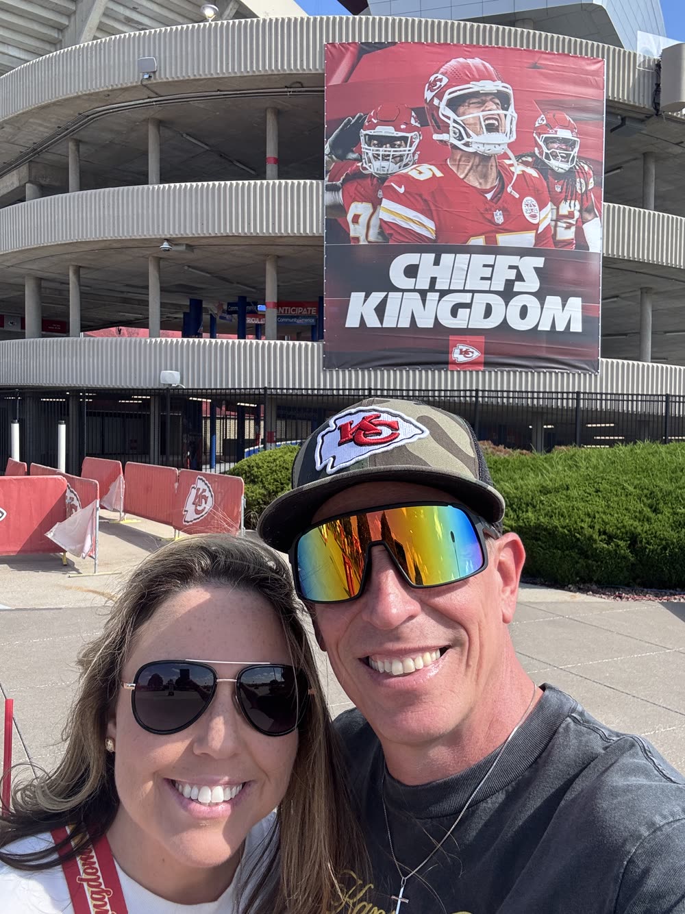 Ashley and Steve outside Arrowhead Stadium